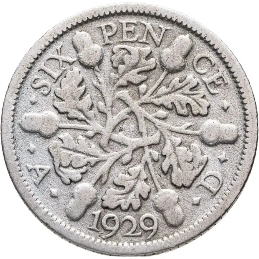 Великобритания 6 пенсов (pence) 1929, реверс