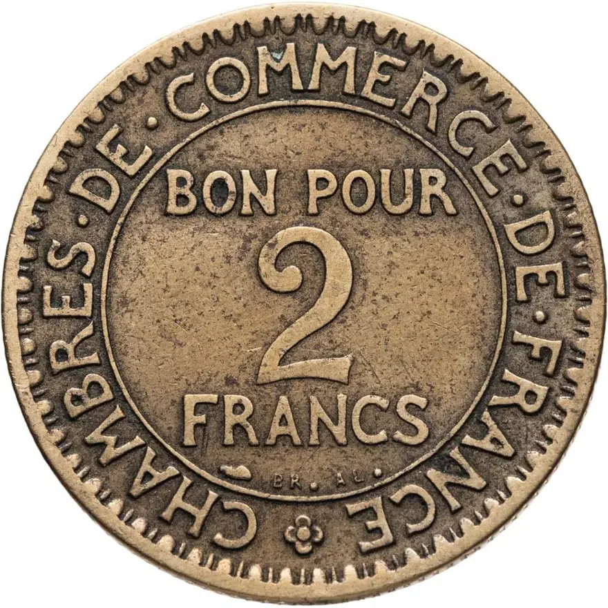 Франция 2 франка (francs) 1925, аверс