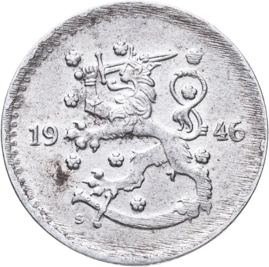 Финляндия 1 марка (markka) 1946, реверс