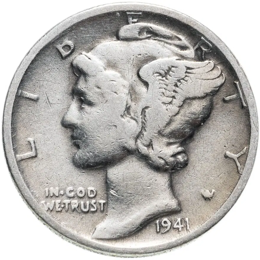 США 10 центов (дайм, one dime) 1941 Mercury Dime D, реверс