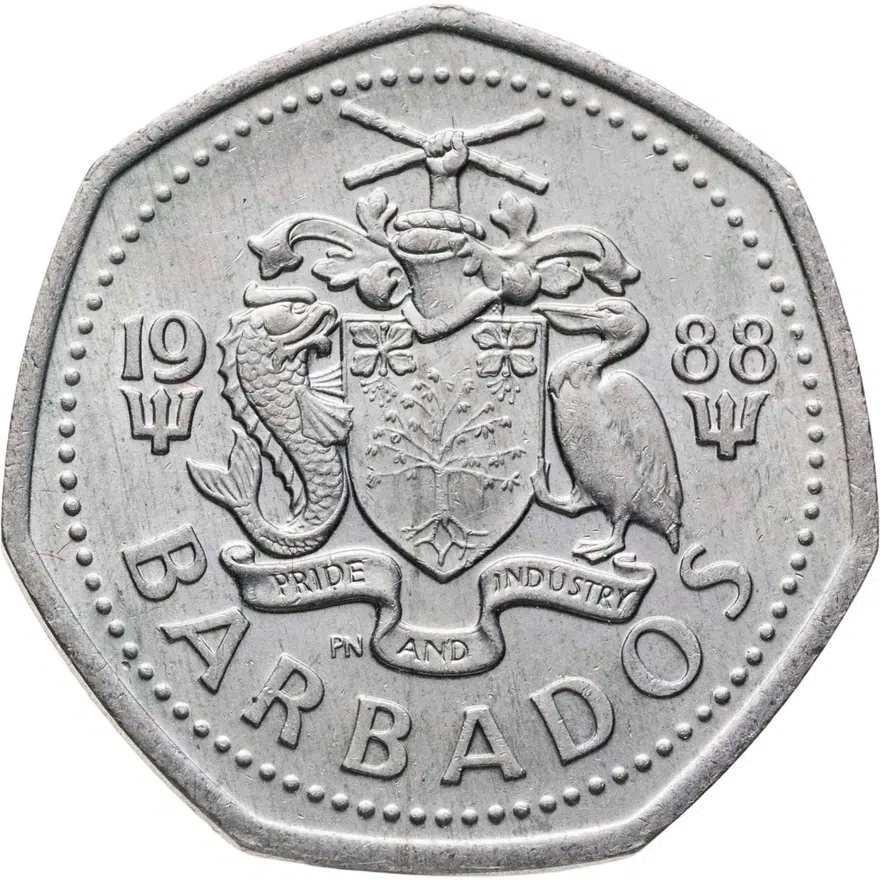 Барбадос 1 доллар (dollar) 1988, реверс