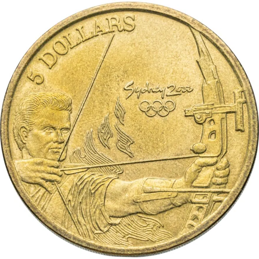 Австралия 5 долларов (dollars) 2000 "Олимпийские игры в Сиднее - Стрельба из лука", реверс