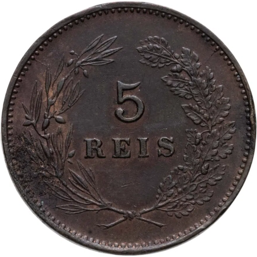 Португалия 5 рейс (reis) 1898, реверс