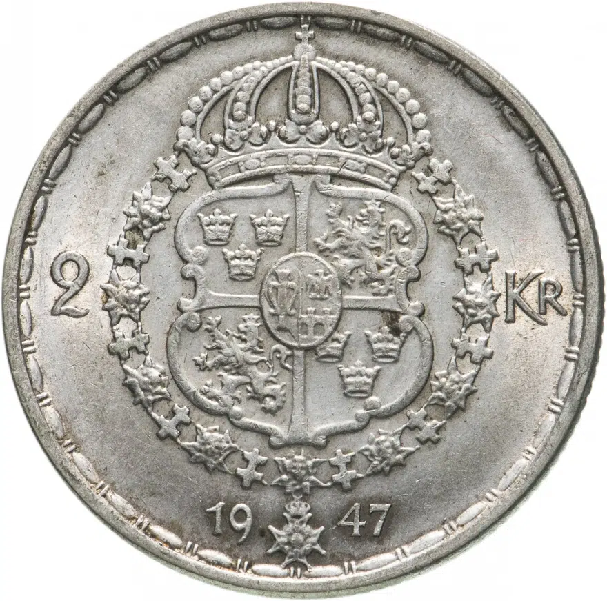 Швеция 2 кроны (kronor) 1947, реверс