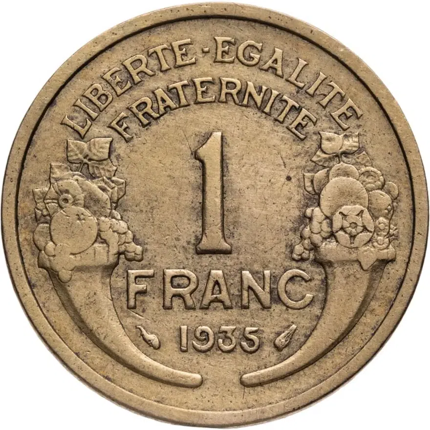 Франция 1 франк (franc) 1935, реверс