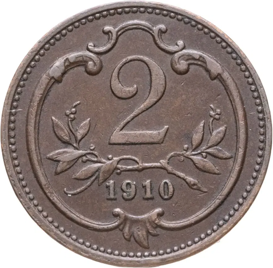 Австрия 2 геллера (heller) 1910
