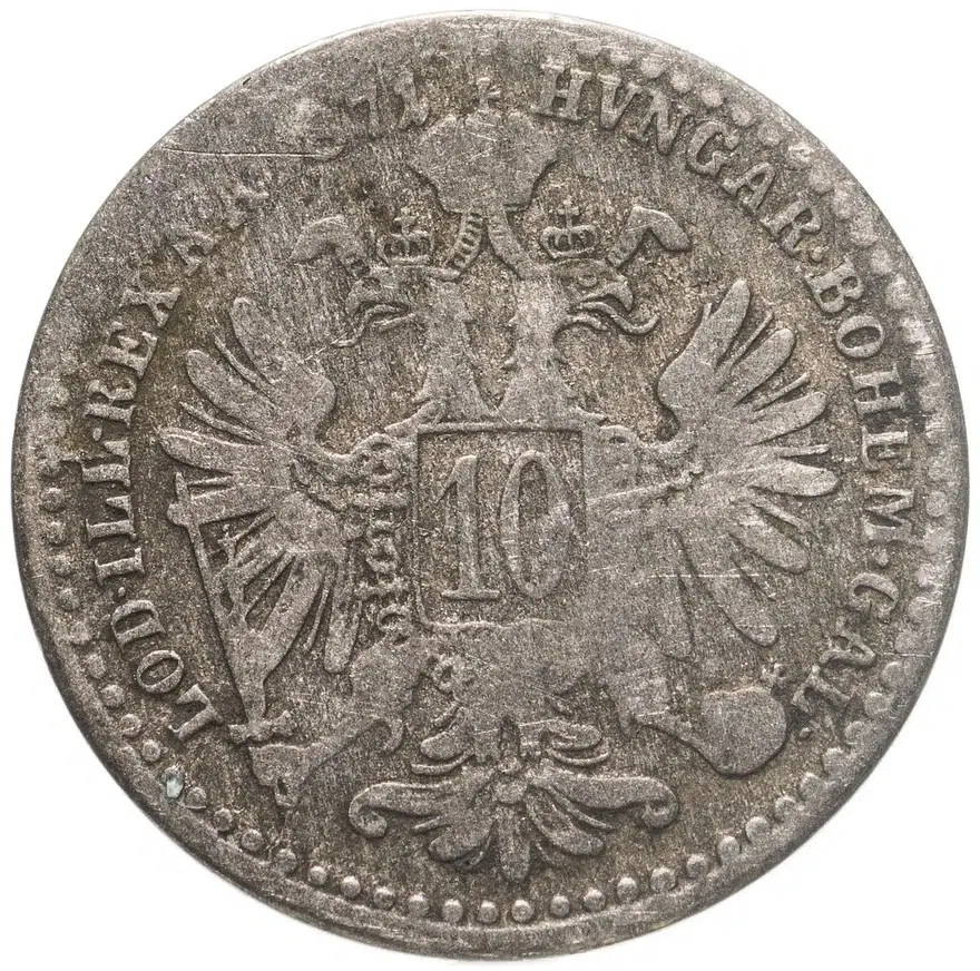 Австро-Венгрия 10 крейцеров 1871, аверс