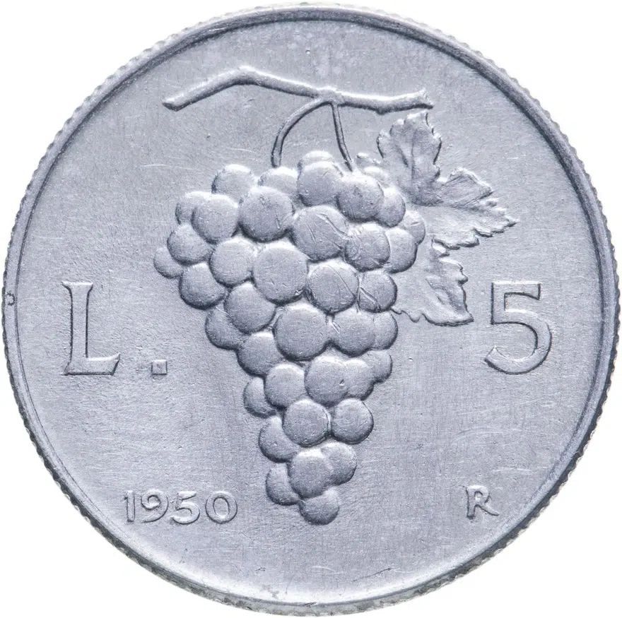 Италия 5 лир 1950, реверс