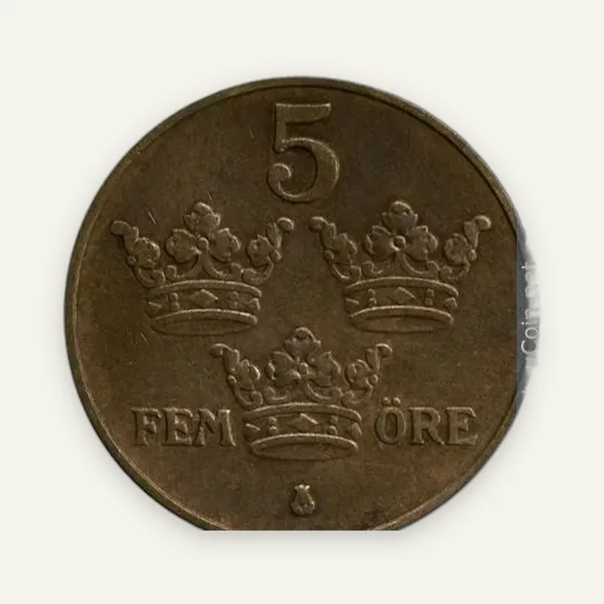 Швеция 5 эре (ore) 1934, реверс