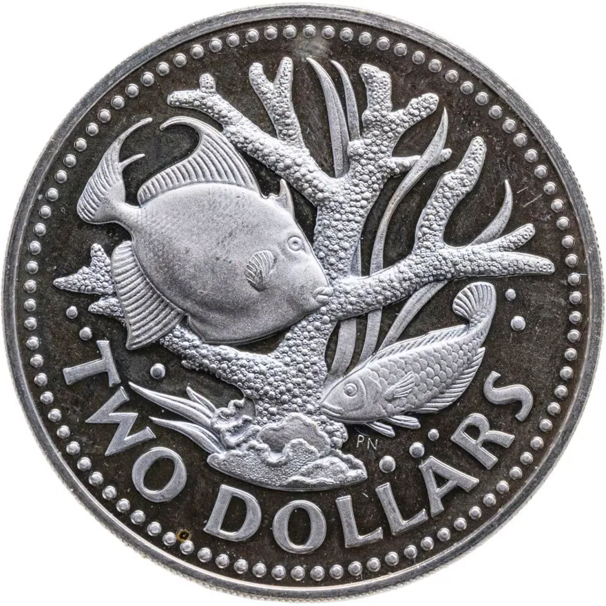Барбадос 2 доллара (dollars) 1974, реверс