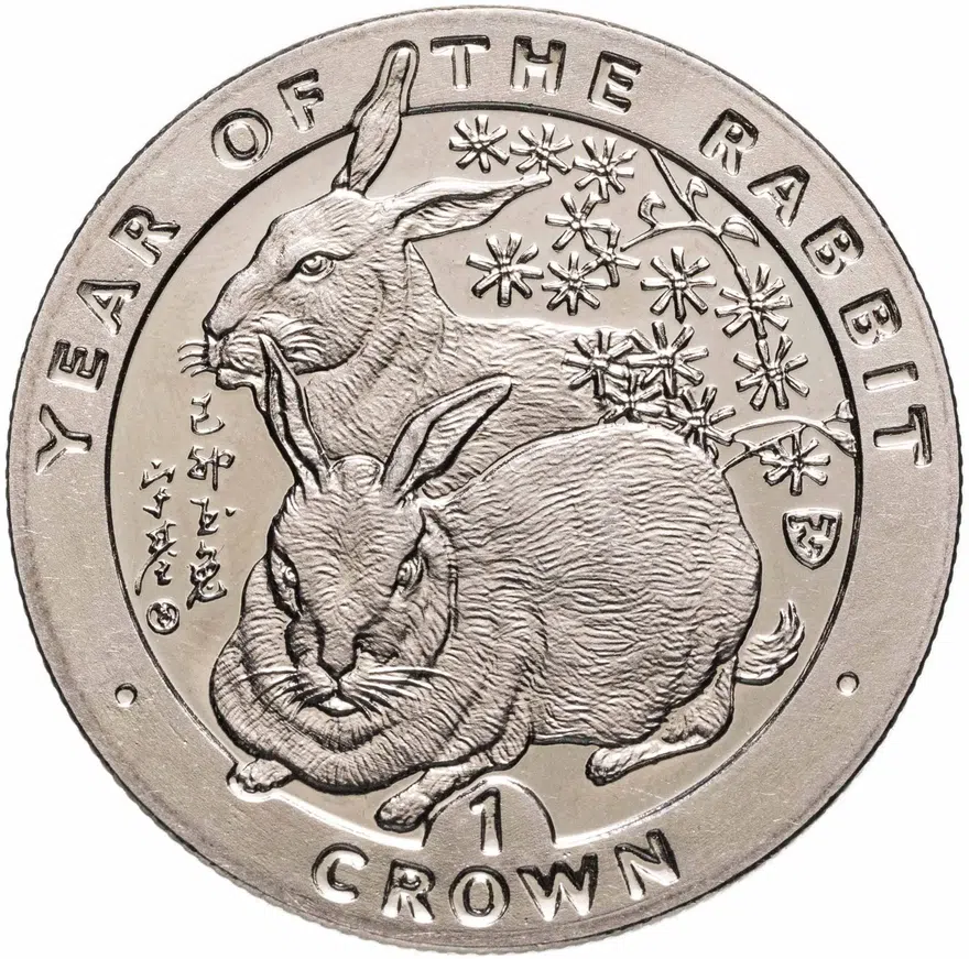 Остров Мэн 1 крона (crown) 1999  Год кролика, реверс