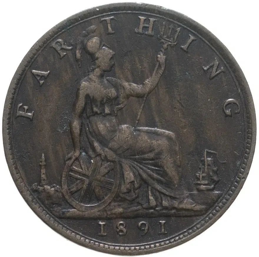 Великобритания 1 фартинг (farthing) 1891, реверс