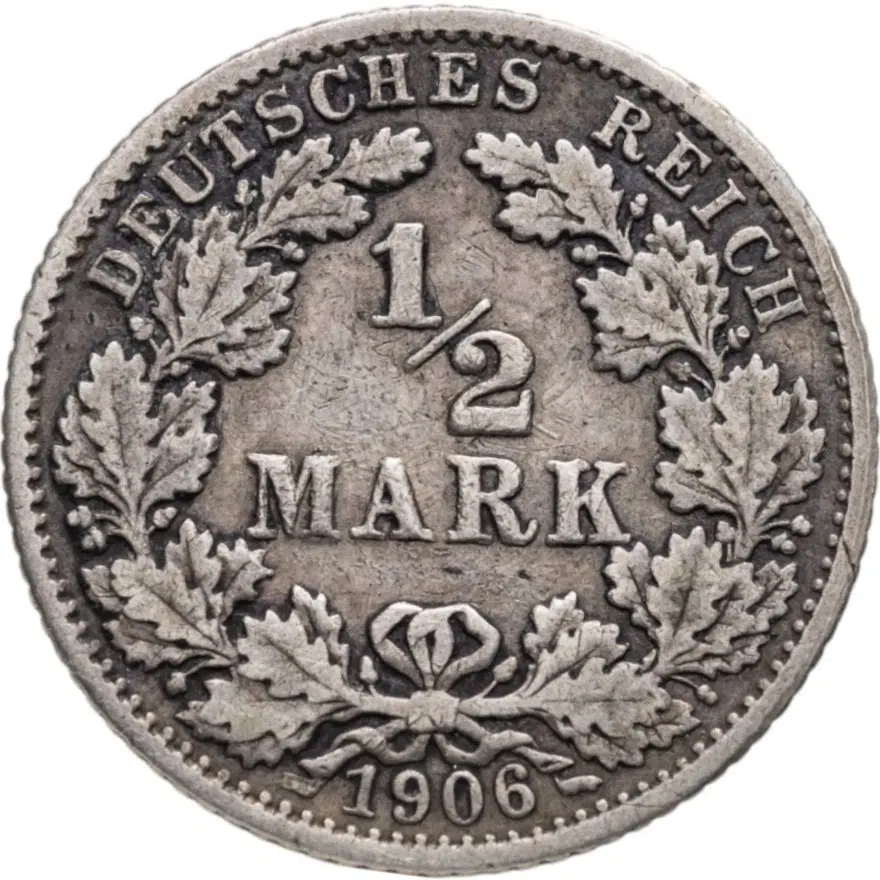 Германия, Германская империя 1/2 марки 1906 G