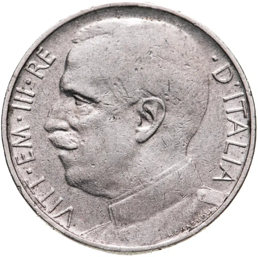 Италия 50 чентезимо (centesimi) 1920 рубчатый гурт, реверс