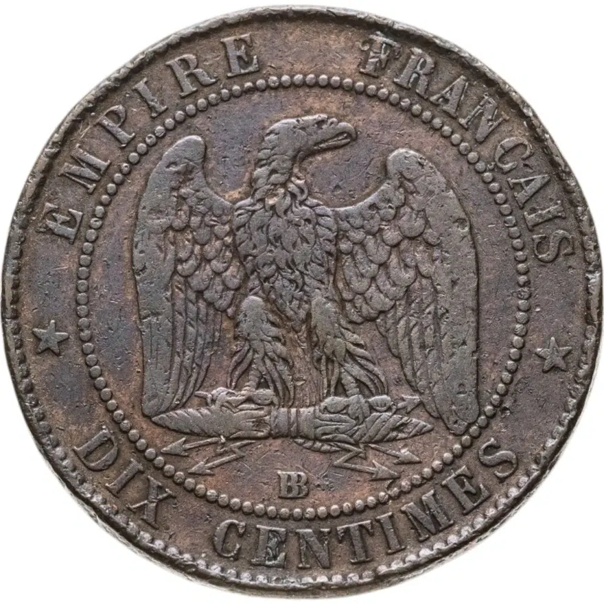 Франция 10 сантимов (centimes) 1855 BB
