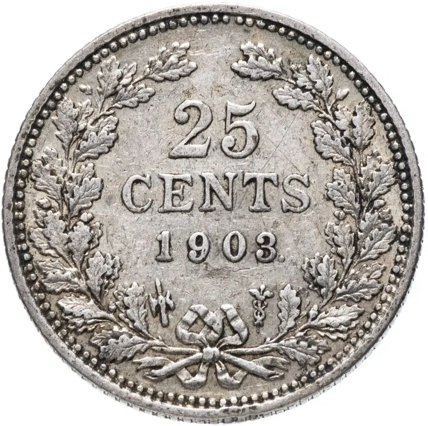 Нидерланды 25 центов (cents) 1903, реверс