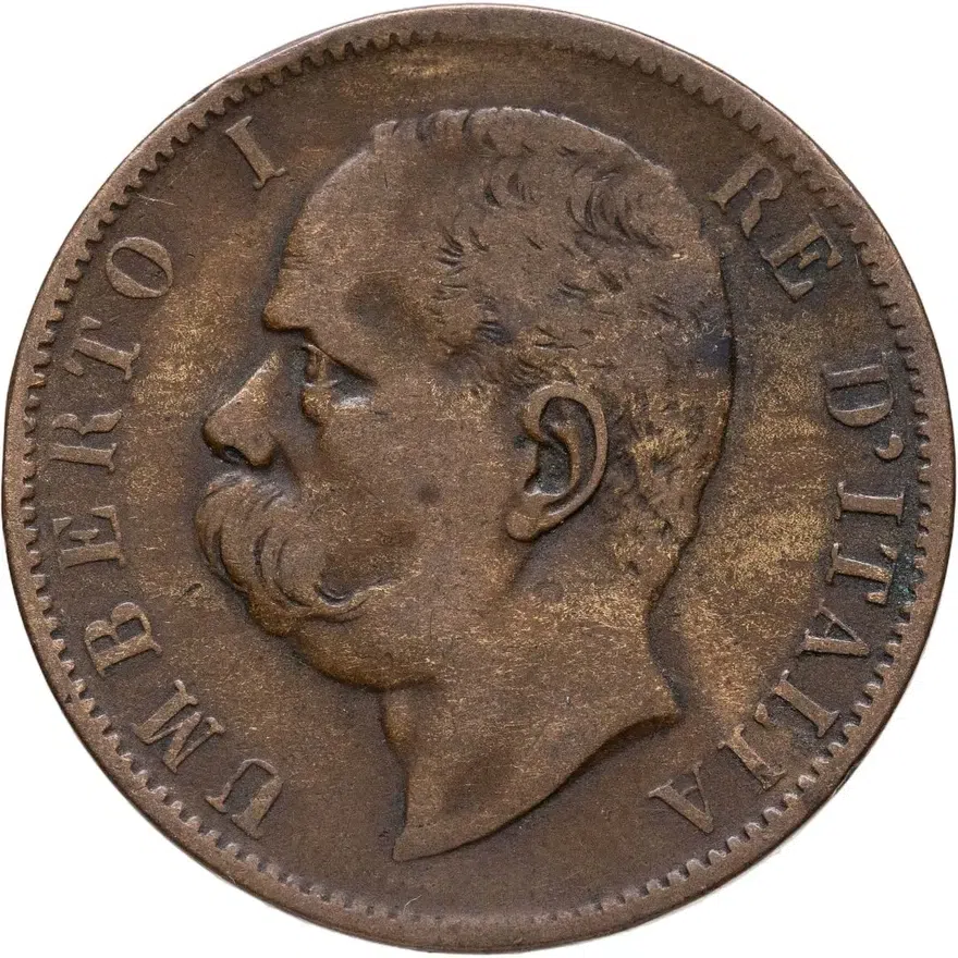 Италия 10 чентезимо (centesimi) 1894 R  знак монетного двора: "R" - Рим, реверс
