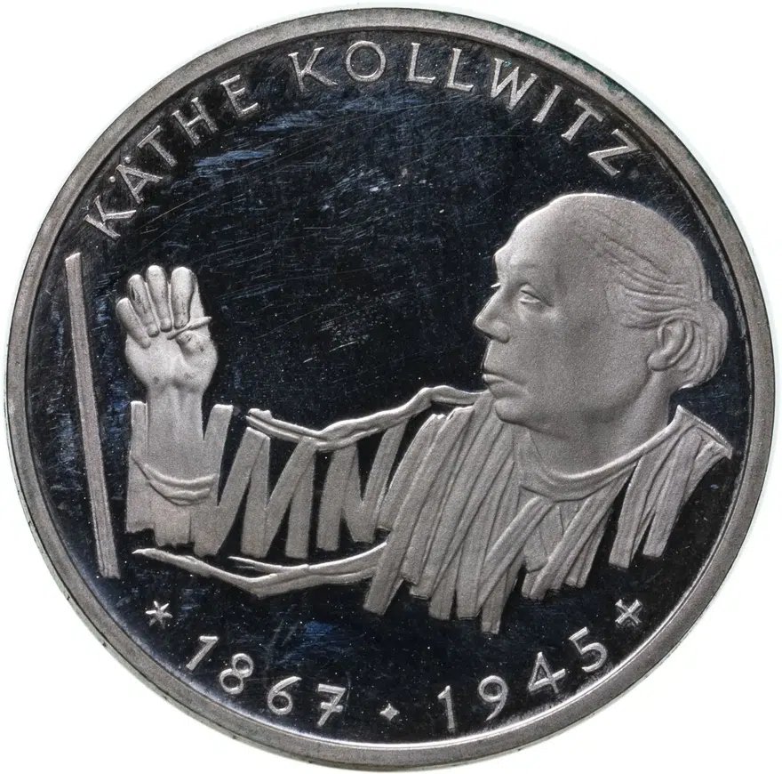 Германия 10 марок (deutsche mark) 1992  125 лет со дня рождения Кете Кольвиц