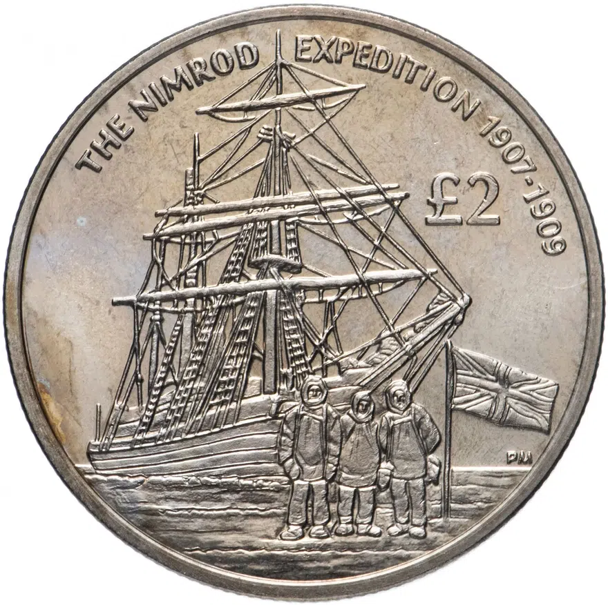 Южная Георгия 2 фунта (pounds) 2009 "100 лет Экспедиции "Нимрод", реверс