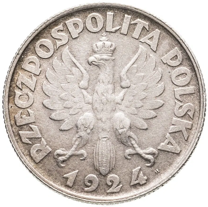 Польша 2 злотых (zlote) 1924 H  знак монетного двора: "H" - Бирмингем., реверс