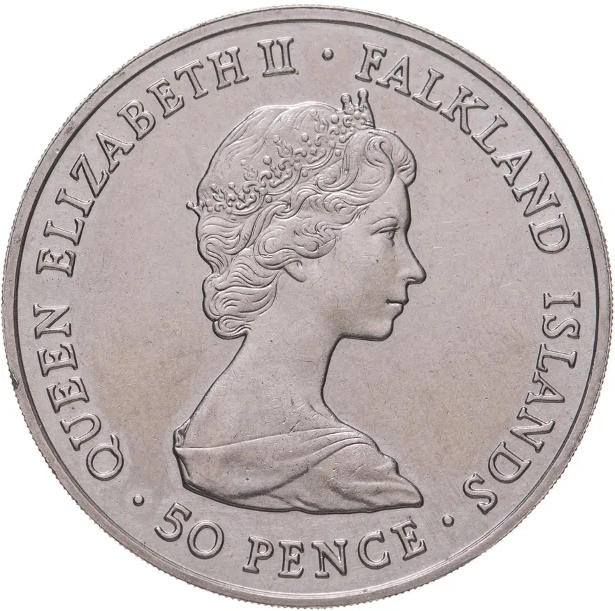 Фолклендские острова 50 пенсов (pence) 1980  80 лет со дня рождения Королевы Матери медно-никелевый сплав, реверс