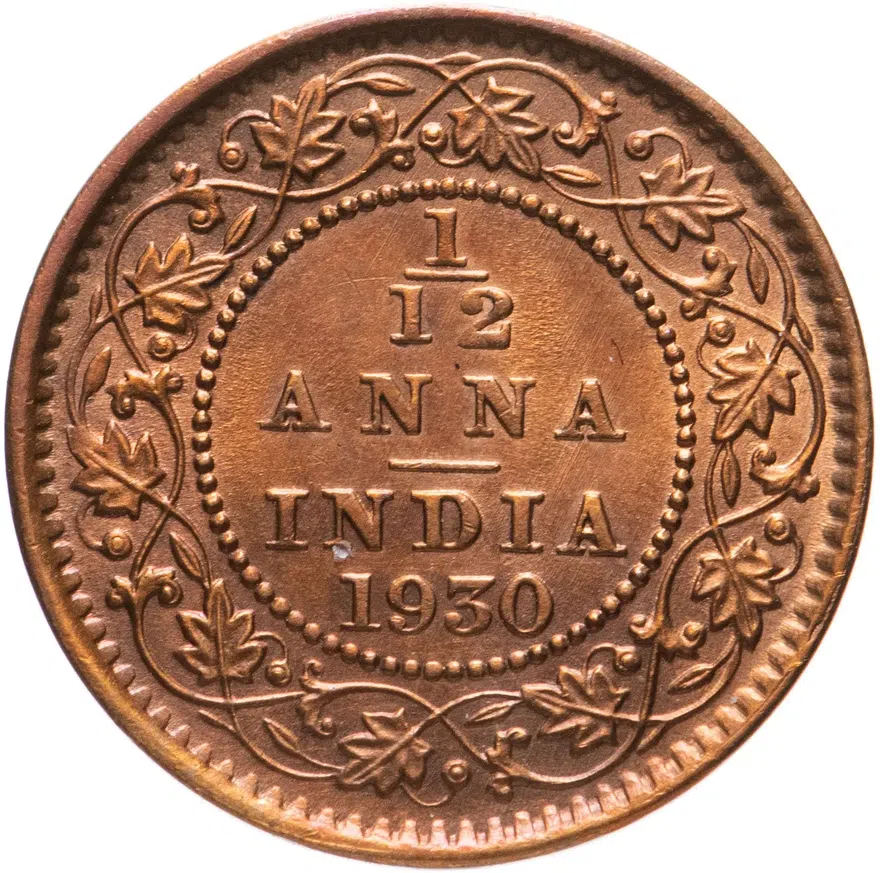 Индия (Британская) 1/12 анны (anna) 1930, аверс
