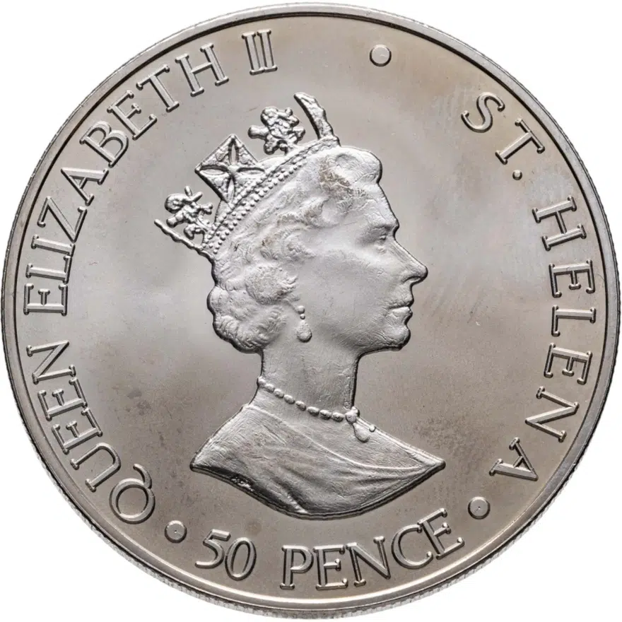 Остров Святой Елены 50 пенсов (pence) 2000  100 лет со дня рождения Королевы Матери, реверс