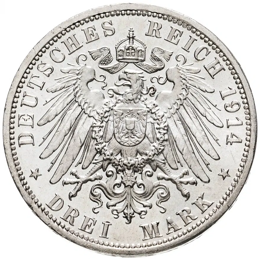 Германия (Империя) 3 марки (mark) 1914  25 лет свадьбе Фридриха II и Марии Баденской Анхальт-Дессау, реверс