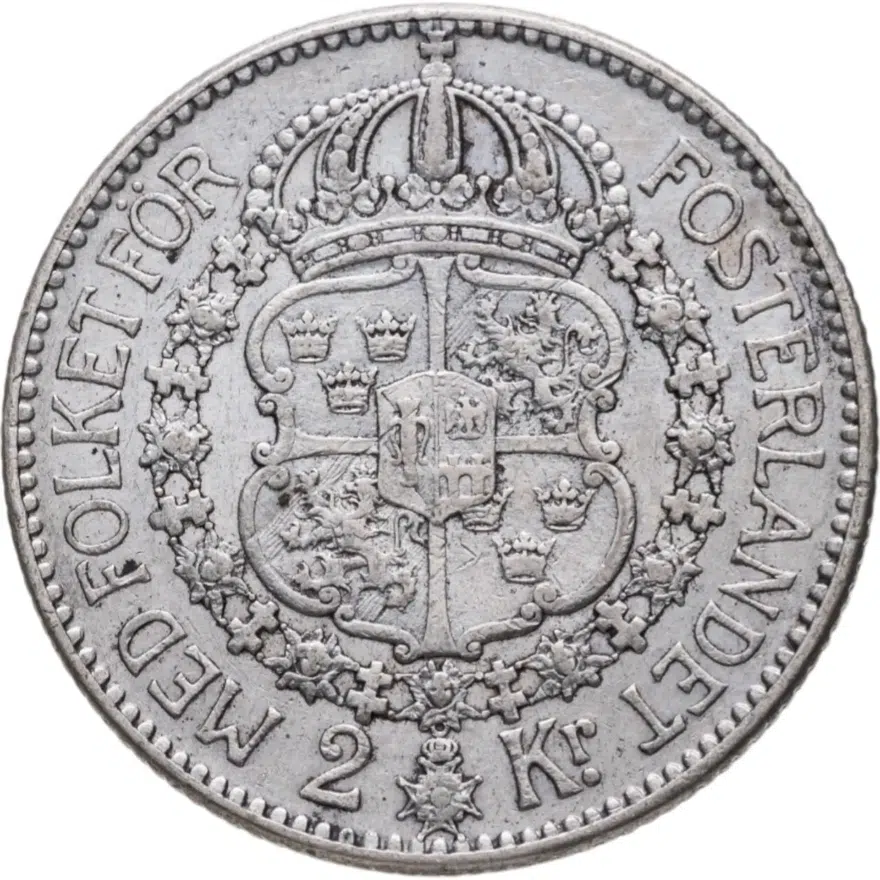 Швеция 2 кроны (kronor) 1910, реверс