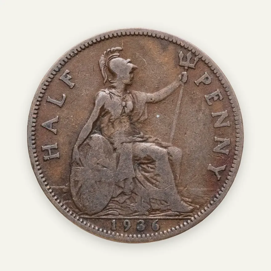Великобритания 1/2 пенни (penny) 1936, аверс