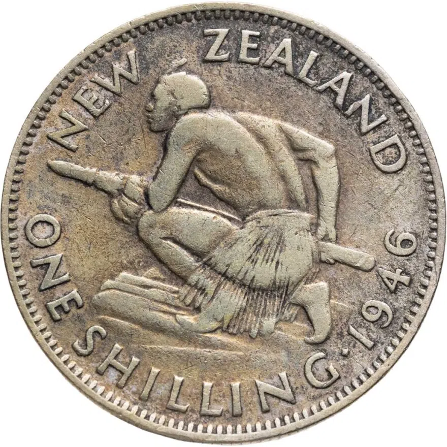 Новая Зеландия 1 шиллинг (shilling) 1946, реверс