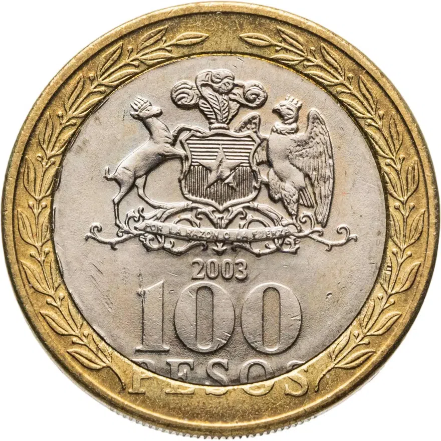 Чили 100 песо (pesos) 2003, реверс