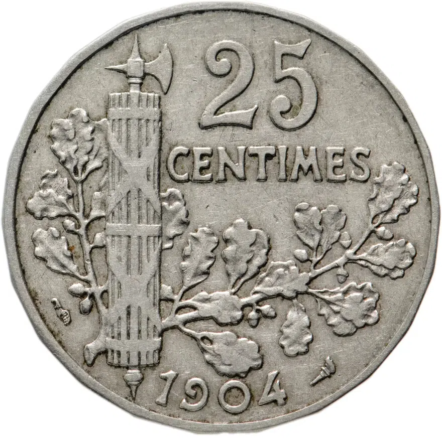 Франция 25 сантимов (centimes) 1904