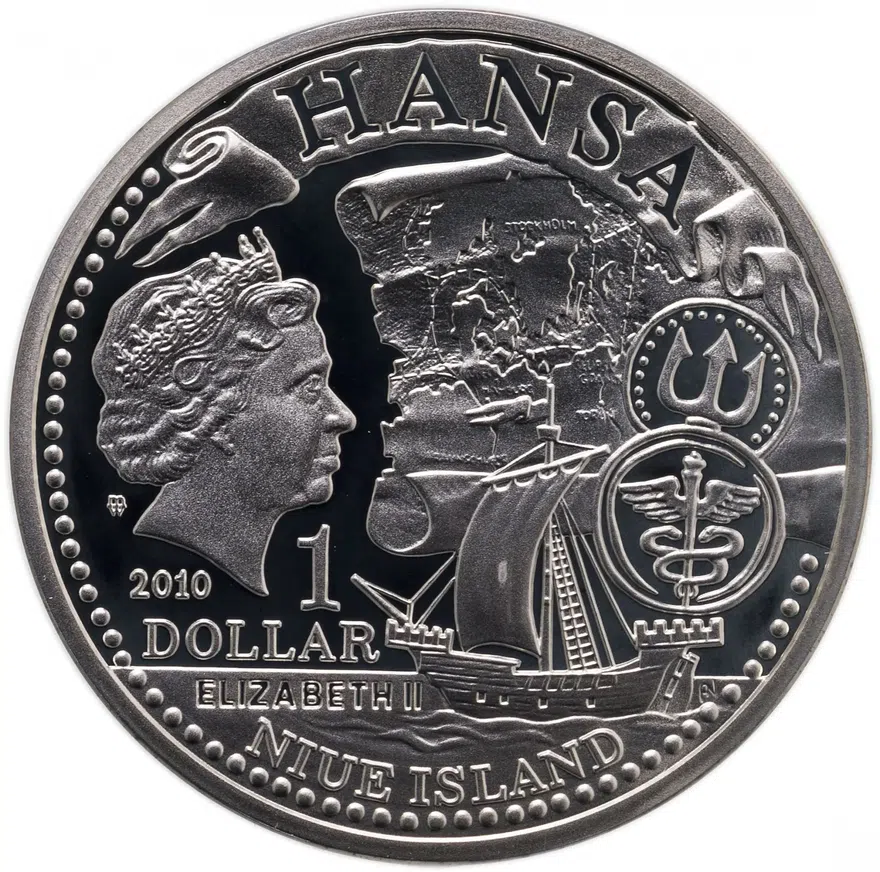 Ниуэ 1 доллар (dollar) 2010  Ганзейский союз - Великий Новгород, реверс