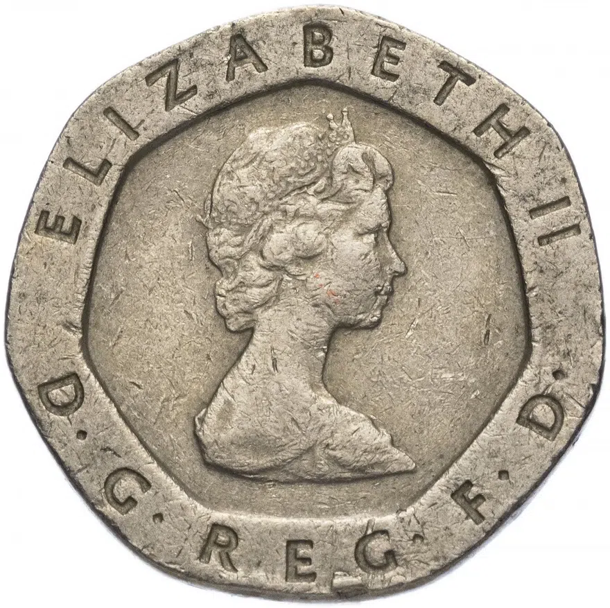Великобритания 20 пенсов 1982-1983, реверс