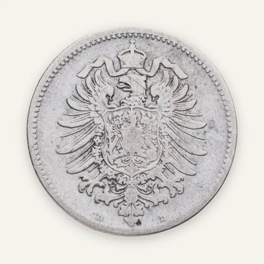 Германия 1 марка (mark) 1881 D  знак монетного двора: "D" - Мюнхен, реверс