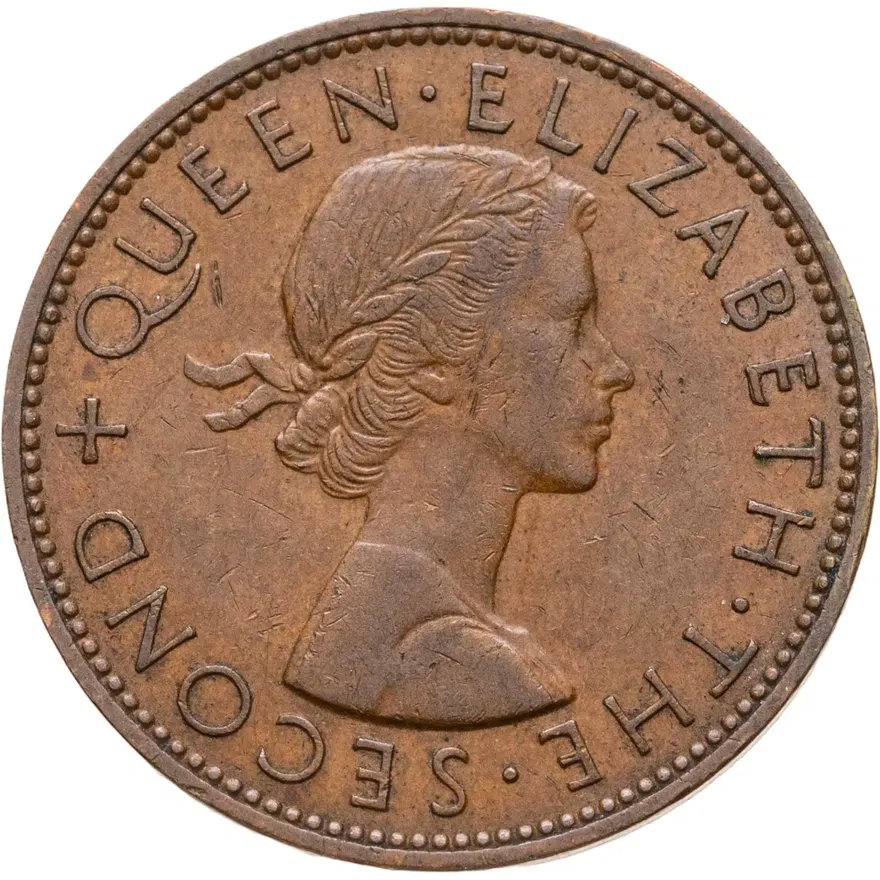 Новая Зеландия 1 пенни (penny) 1960, аверс