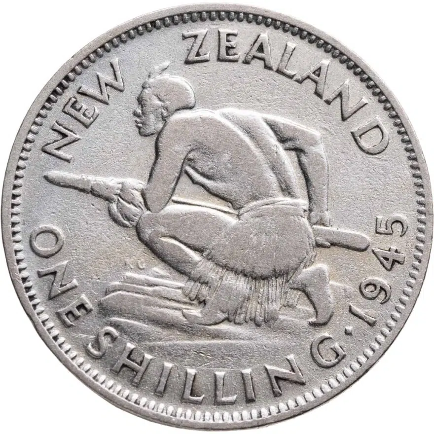 Новая Зеландия 1 шиллинг (shilling) 1945, реверс