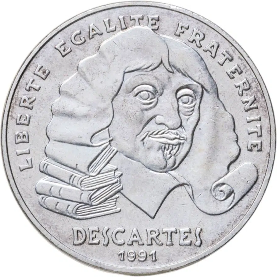 Франция 100 франков 1991 "395 лет со дня рождения Рене Декарта", реверс