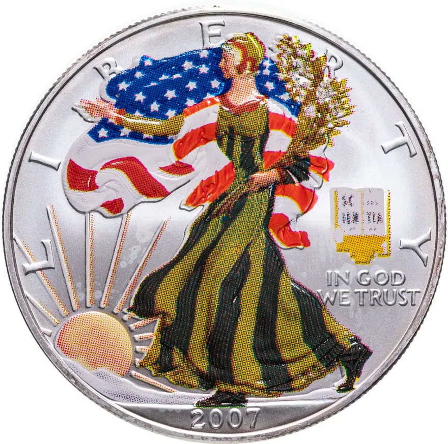 США 1 доллар 2007 "Шагающая свобода" с эмалью