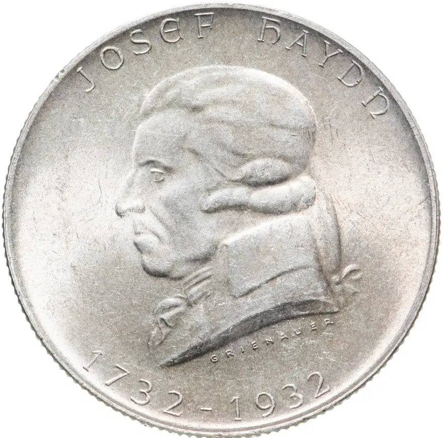 Австрия 2 шиллинга (shillings) 1932  200 лет со дня рождения Йозефа Гайдна