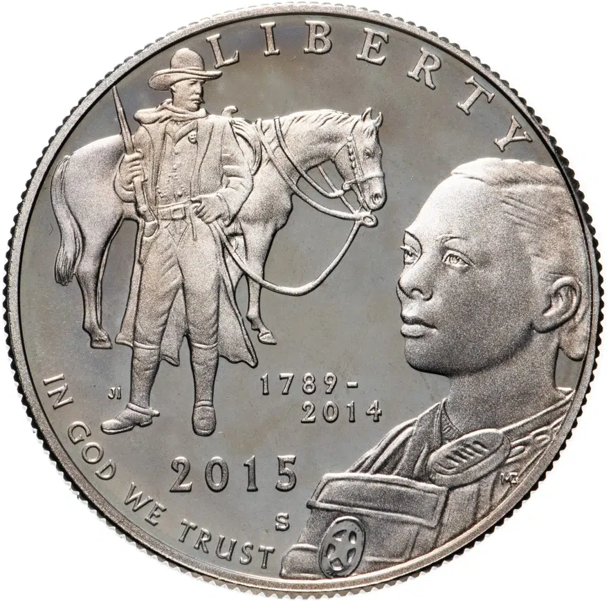 США 50 центов (1/2 доллара, half dollar) 2015 S 225 лет Службе маршалов США знак монетного двора: "S" - Сан-Франциско, аверс