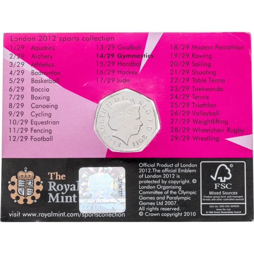 Великобритания 50 пенсов (pence) 2011  XXX летние Олимпийские Игры, Лондон 2012 - Гимнастика, реверс