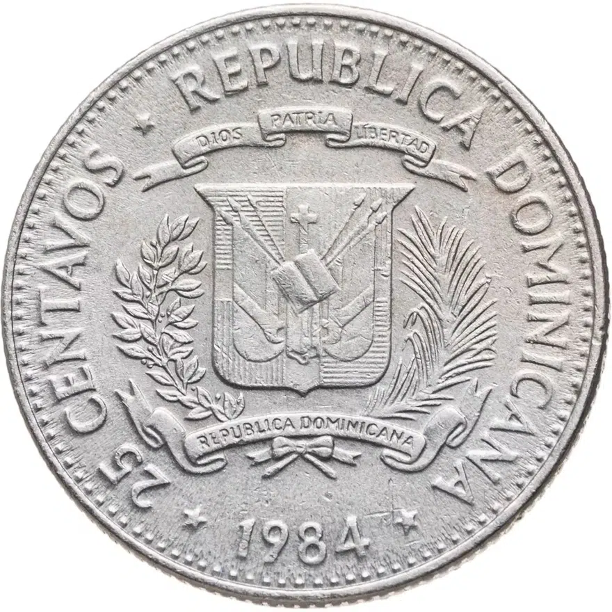Доминикана 25 сентаво (centavos) 1984, реверс