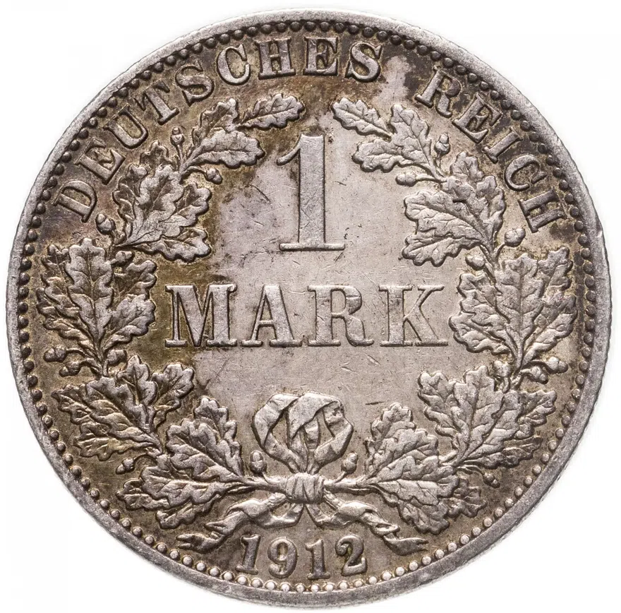 Германия 1 марка (mark) 1912 A  знак монетного двора: "A" - Берлин, аверс