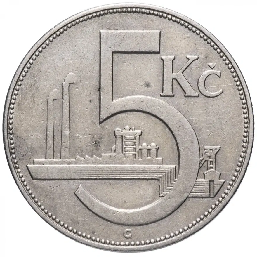 Чехословакия 5 крон (korun) 1925, аверс