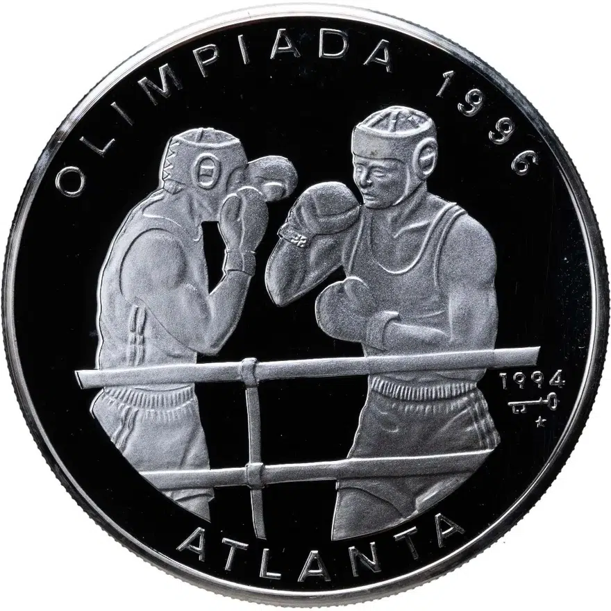 Куба 10 песо (pesos) 1994 Игры XXVI летней Олимпиады Атланта-1996: бокс, аверс