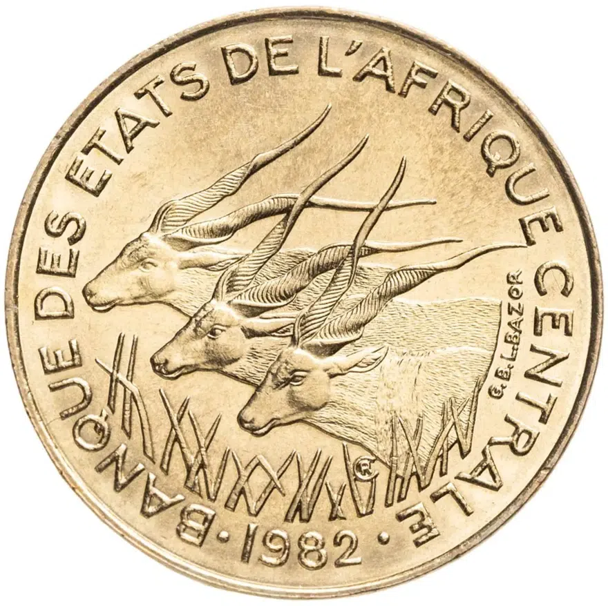Центральная Африка (BEAC) 5 франков (francs) 1982, реверс