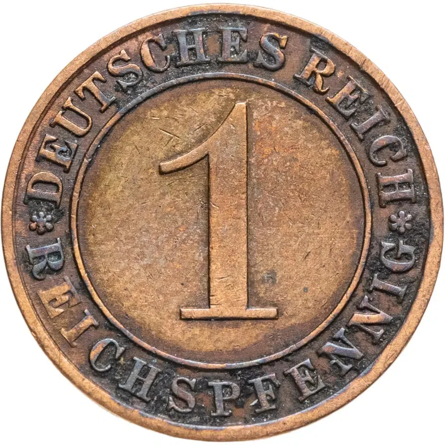 Германия 1 рейхспфенниг 1923-1936
