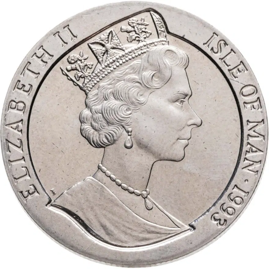 Остров Мэн 1 крона (crown) 1993  Восточный календарь - Год Петуха, реверс